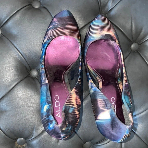 Aldo Satin patterned heels pumps  Sz 39 - Picture 5 of 15